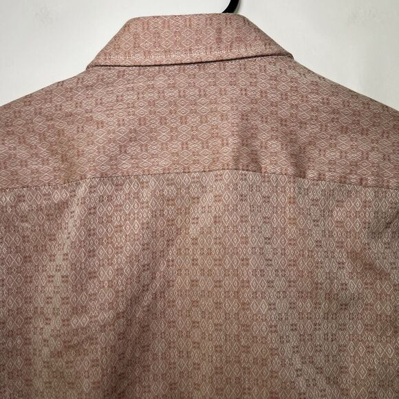 Bassetti Button Up Italian Dress Shirt Mens Size 39 15.5 Medium Red Geometric LS - Picture 8 of 8